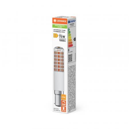 Ledvance B15d  LED T SLIM Dimmbare schlanke LED Lampe 2700K warmweiß 8W wie 75W